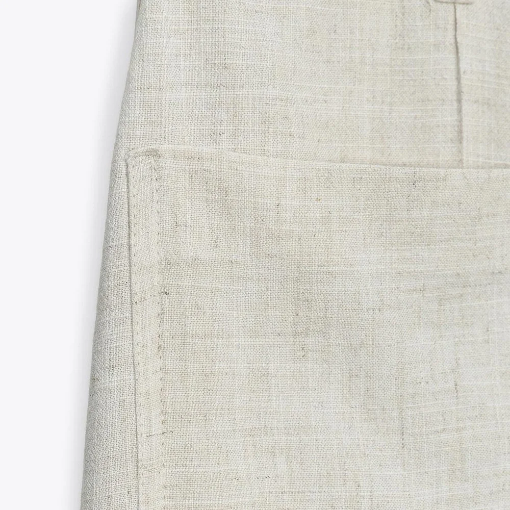 ZARA Linen blend belted ankle pants, new XL